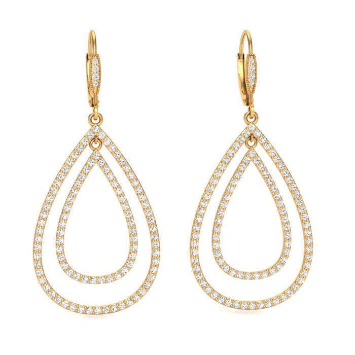 14K YELLOW GOLD PAVE PEAR-SHAPED DROPS